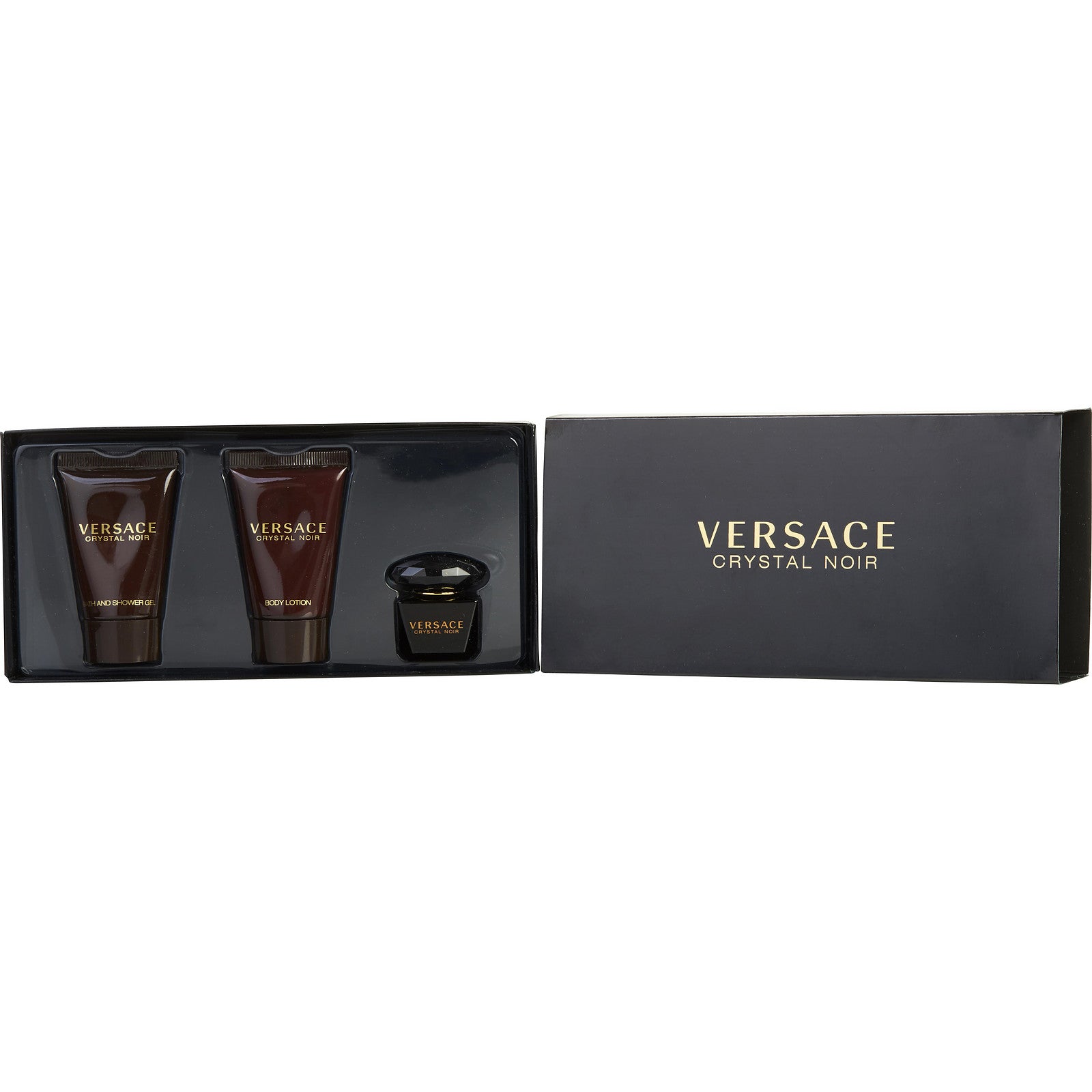 Versace Crystal Noir Eau de Toilette (W) / 3 Pc SP 0.17 oz; BL 0.8 oz; SG 0.8 oz
